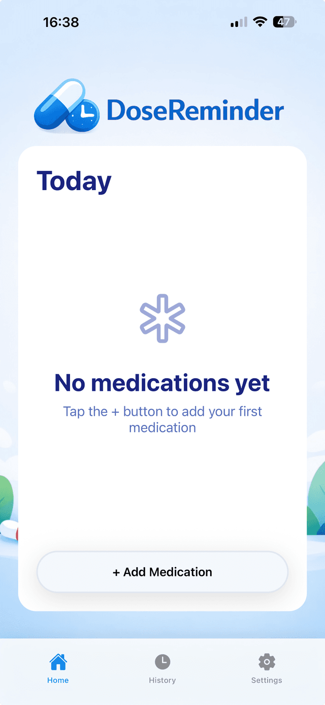 DoseReminder app screen